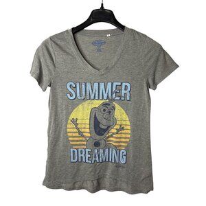 Disney Frozen Juniors Graphic Tee T-Shirt Size S Olaf Summer Dreaming Distressed